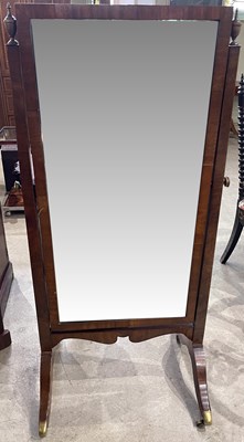 Lot 689 - A 19th century mahogany cheval mirror, the...