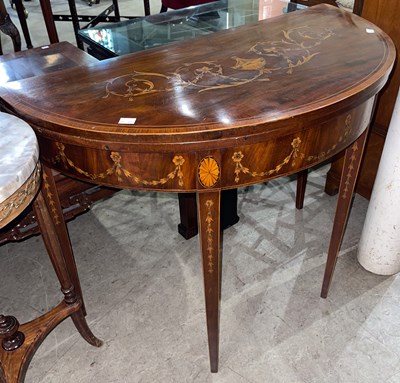 Lot 724 - A George III mahogany and marquetry inlaid...