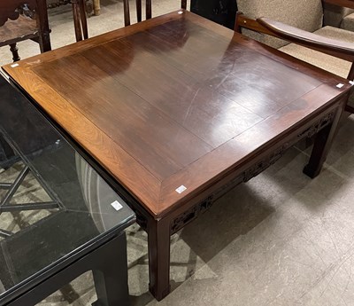 Lot 710 - A Chinese darkwood square shaped Kang table,...
