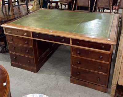 Lot 728 - A 19th century mahogany partners desk, the...