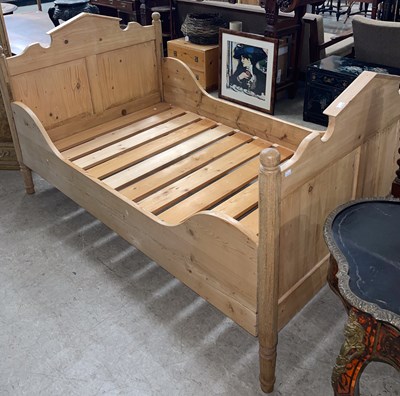 Lot 730 - A pine single bed, 186cm long x 102cm high x...
