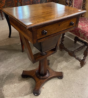 Lot 732 - A 19th century rosewood work table, the...