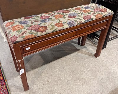 Lot 775 - A Chinese darkwood rectangular shaped stool,...