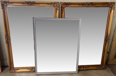 Lot 790 - A pair of gilt framed rectangular bevelled...
