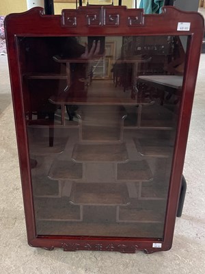 Lot 754 - A Chinese darkwood wall mounted display...