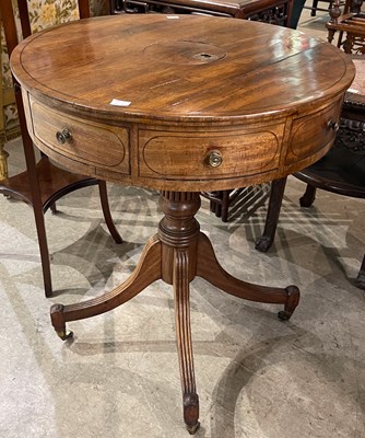 Lot 760 - A 19th century mahogany and ebony lined drum...
