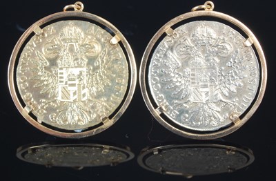 Lot 298A - Two later yellow metal mounted Austrian silver...
