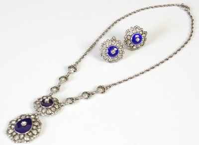 Lot 298B - A London silver blue enamel and paste set...