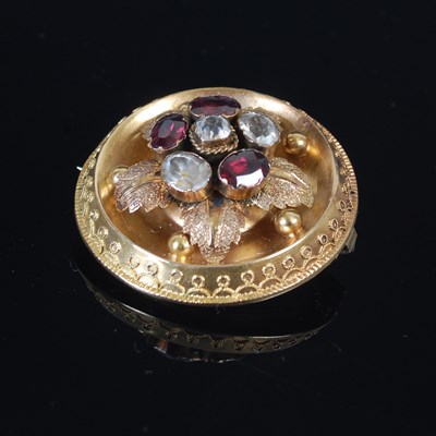 Lot 299B - A late 19th century yellow metal and garnet...