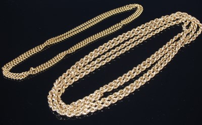 Lot 300 - A long 9ct gold necklace, 19.6 grams; together...