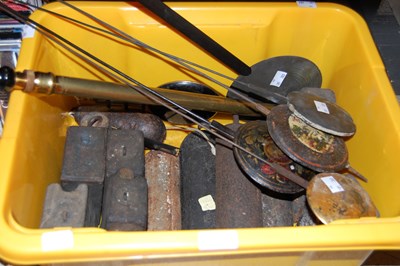 Lot 445 - Box - various clock weights, pendulums etc