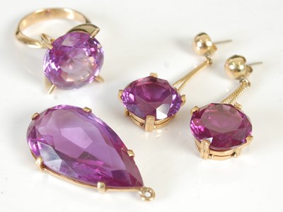Lot 304I - A group of yellow metal mounted amethyst set...