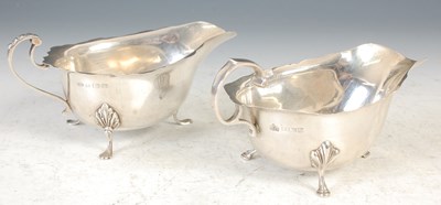 Lot 314 - A near pair of Birmingham silver sauce boats,...