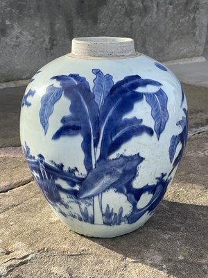 Lot 404 - A Chinese blue and white porcelain jar, Qing...