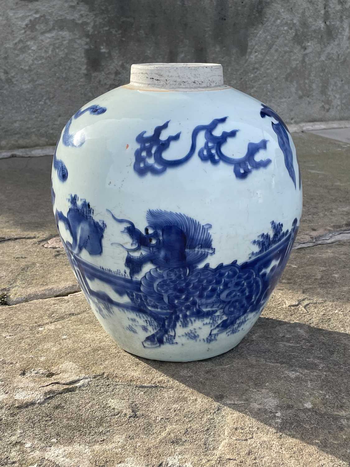 Lot 404 - A Chinese blue and white porcelain jar, Qing...