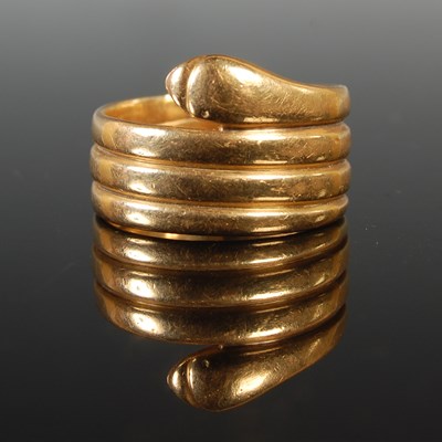 Lot 25 - An 18ct gold 'serpent ring', approximate size...