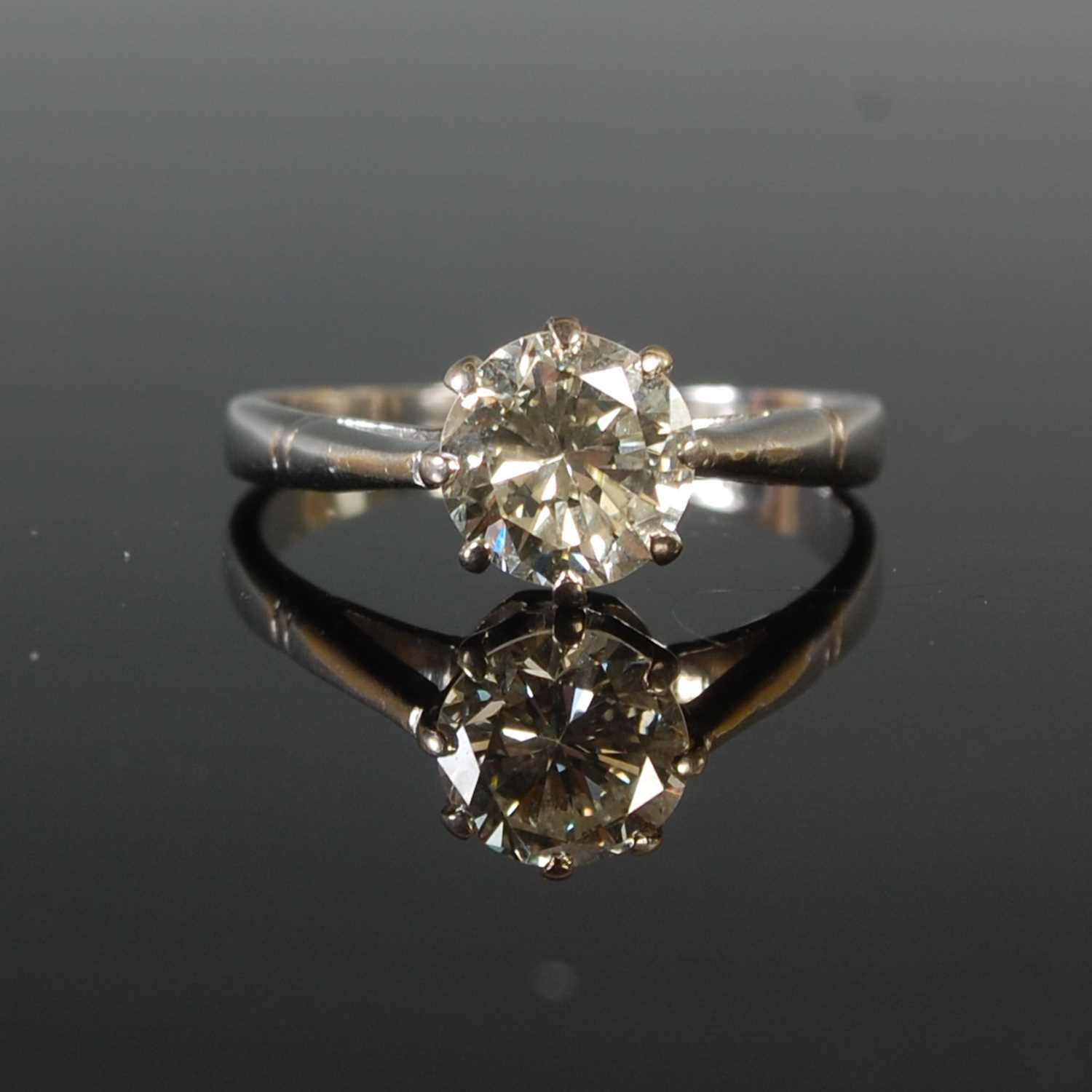 Lot 40 - A white metal diamond solitaire ring set with...