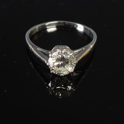 Lot 40 - A white metal diamond solitaire ring set with...