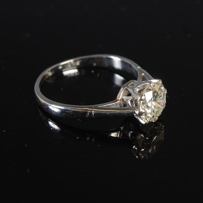 Lot 40 - A white metal diamond solitaire ring set with...