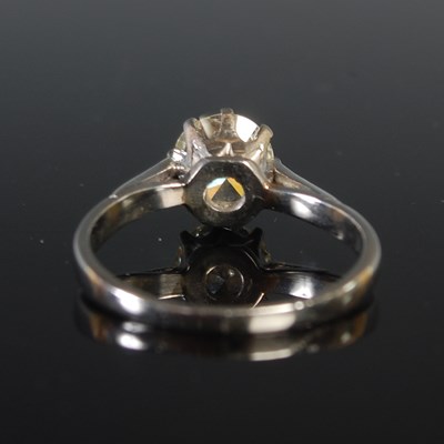 Lot 40 - A white metal diamond solitaire ring set with...