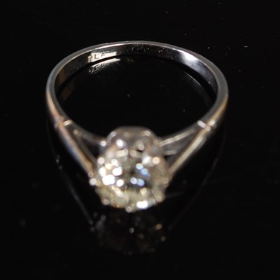 Lot 40 - A white metal diamond solitaire ring set with...