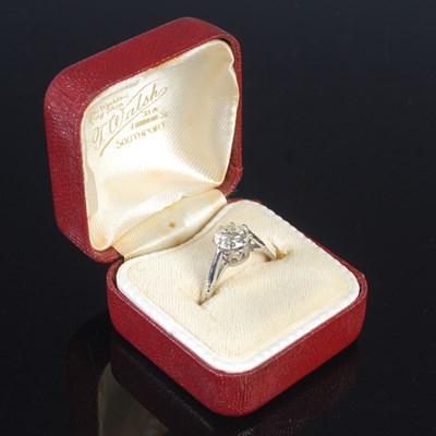 Lot 40 - A white metal diamond solitaire ring set with...