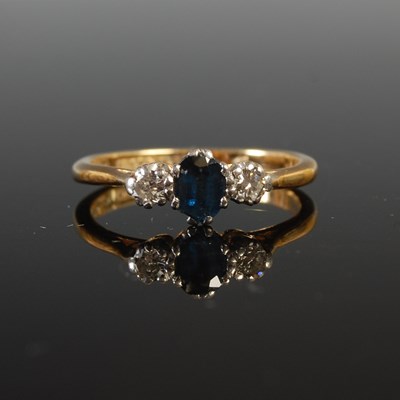 Lot 42 - A yellow and white metal sapphire and diamond...