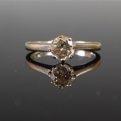 Lot 46 - A white metal solitaire diamond ring, set with...