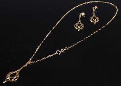 Lot 53 - A 9ct gold pendant necklace and a pair of...