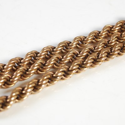 Lot 65 - A yellow metal rope twist chain, tests as 14ct...