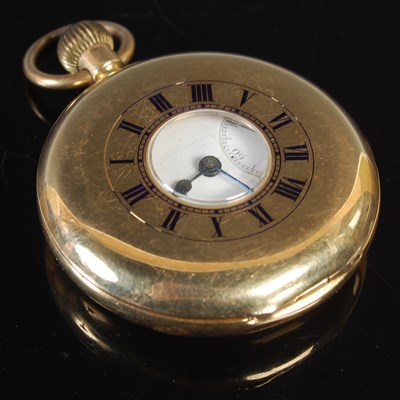 Lot 77 - An 18ct gold cased half-hunter pocketwatch,...