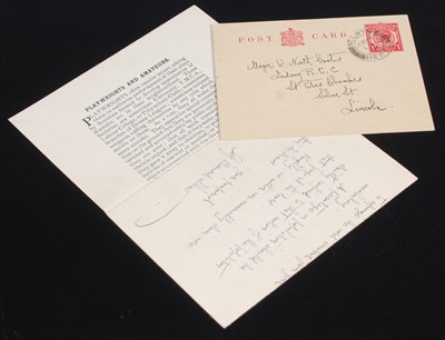 Lot 85 - George Bernard Shaw interest, a handwritten...
