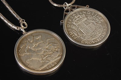 Lot 114 - A Victorian crown, dated 1891, in white metal...