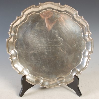 Lot 118 - A Sterling silver salver, with presentation...