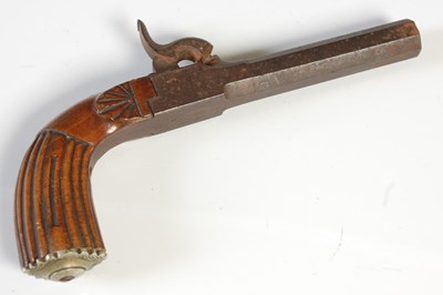 Lot 105 - An antique percussion cap muff pistol with...