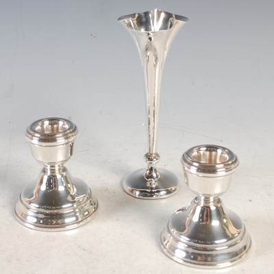 Lot 121 - A pair of Birmingham silver candle stands...