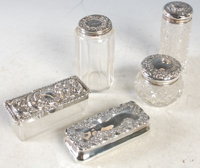Lot 122 - A silver rectangular dressing table box with...