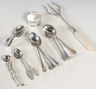 Lot 128 - A London silver trident shaped serving fork...
