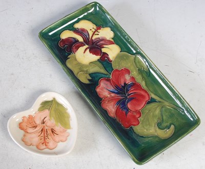 Lot 146 - A Moorcroft Pottery green ground rectangular...