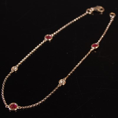 Lot 172 - An 18ct white gold, ruby and diamond bracelet,...
