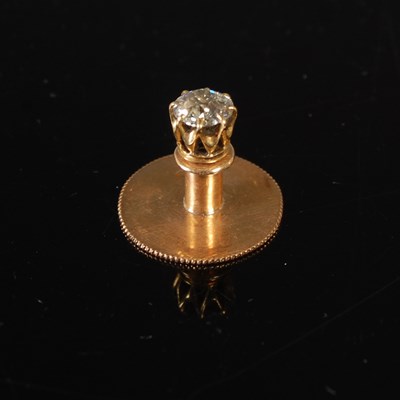 Lot 173 - A yellow metal and diamond set shirt stud, set...