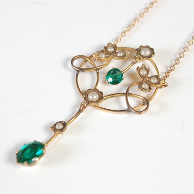 Lot 191 - A yellow metal, split pearl and green gem...