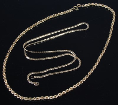 Lot 194 - Two 9ct gold necklaces, 10 grams.