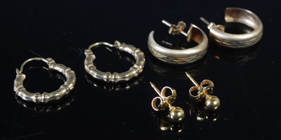 Lot 195 - Three pairs of earrings comprising two pairs...