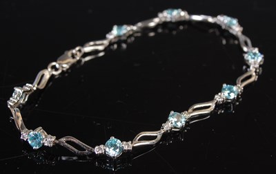 Lot 199 - A white metal and gem set bracelet, the clasp...