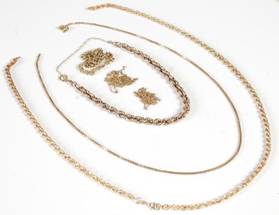 Lot 201 - Six assorted scrap 9ct gold necklaces, all...