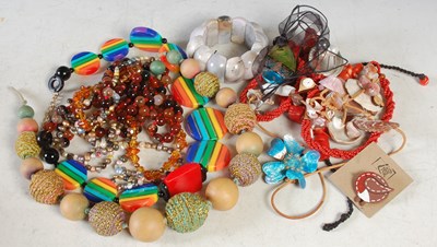 Lot 229 - A box of assorted costume jewellery, necklaces,...