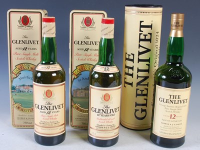Lot 320 - Three boxed bottles of The Glenlivet 12yrs...