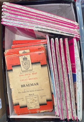 Lot 334 - A box of assorted Ordinance Survey maps,...