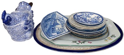 Lot 354 - A blue and white ceramic box and cover in the...